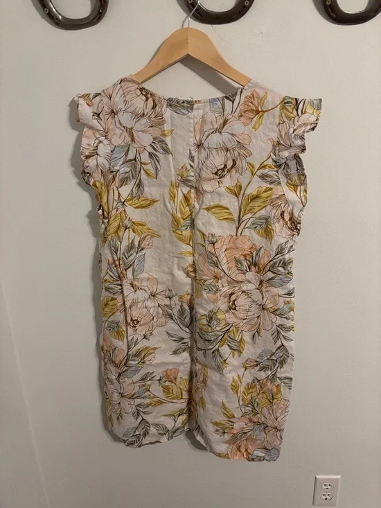 Nicole Miller Floral V-Neck Tunic in White, Pink & Green - Picture 3 of 3